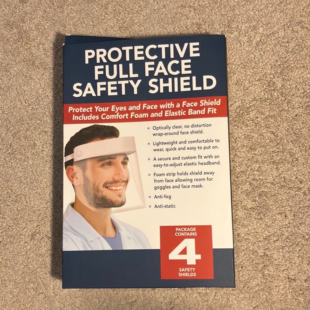 Protective full face shields. Never opened, still in box.